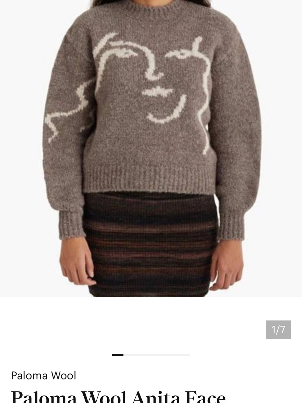 Paloma Wool Anita Face Wool Crewneck Sweater - Taupe/Cream